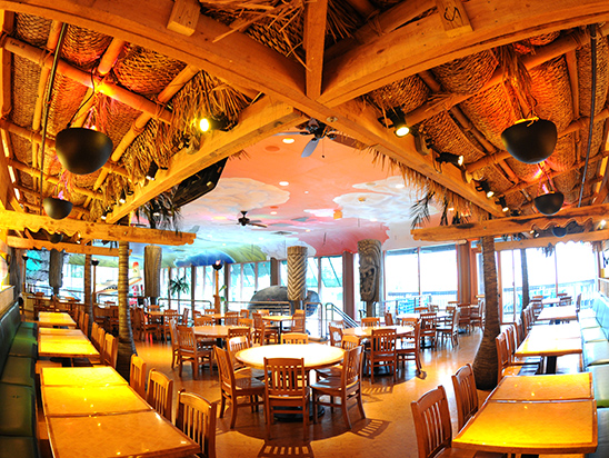 TIKI BAR Interior with tables and chairs